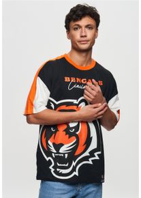 Recovered Herren T-Shirt "NFL Bengals Cincinnati Cut and Sew Oversized", schwarz, casual, Gr. M, bedruckt, 100% Baumwolle, Shirts, für alle Fans der