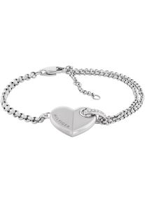 Tommy Hilfiger Damen Armkette "BOLD HEARTS, Herz, 2780928, 2780929", Edelstahl, silber, Edelstahl, Armbänder, mit Emaille - mit Glasstein