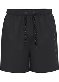 Bugatti Herren Badeshorts "Ramon", schwarz, sportlich, Gr. XL, unifarben, Polyester, Badehosen, Tonal reflektiv Logoprint auf dem linken Bein