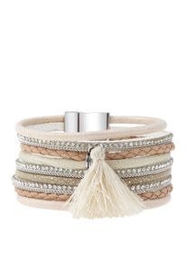 Lascana Damen Wickelarmband "Layer Armband mit Tassel", rosa, feminin, bunt, glitzernd, Textil, Metall, Armbänder, mit Magnetverschluss, Armschmuck
