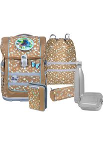 McNeill Kinder Schulranzen "Ergo Compacto, Greta", braun, Polyester, Rucksäcke, inkl. Federmäppchen, Turnbeutel, Schlamperrolle & Motivmagnet