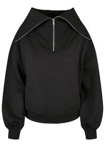 Urban Classics Damen Sweater "Urban Classics Damen Ladies Oversized High Neck Troyer Crew", schwarz, Gr. XS, unifarben, 65% Baumwolle, 35% Polyester,