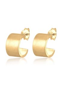 Elli Damen Paar Creolen "Ohrstecker Halbcreolen Matt Modern 925 Sterling Silver", OneSize, ohne Stein, Silber 925 (Sterlingsilber), gold, Silber 925