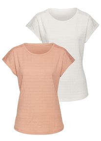 Vivance Damen Kurzarmshirt "mit dekorativem Häkeleinsatz", orange, modisch, Gr. 36, unifarben, Cru00eape, Obermaterial: 98% Polyester, 2% Elasthan,