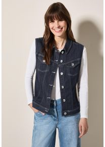 Cecil Damen Jeansweste, blau, casual, Gr. L, unifarben, Jeans, 77% Baumwolle, 20% Polyester, 3% Elasthan, Westen, mit Brusttaschen
