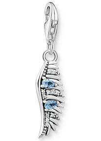 Thomas Sabo Damen Charm-Einhänger "Phönix Feder mit blauen Steinen, 1905-644-1", bunt, Silber 925 (Sterlingsilber), Charms, mit Zirkonia (synth.)