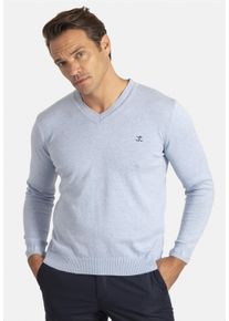 Herren Strickpullover "Los Angeles", blau, casual, Gr. XXXL, SIR RAYMOND TAILOR, unifarben, 100% Baumwolle, Pullover, mit klassischem V-Ausschnitt