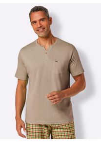 wäschepur WÄSCHEPUR Herren Pyjamaoberteil "Schlafanzug-Shirt", Gr. 44, beige, 100% Baumwolle, unifarben, Shirts