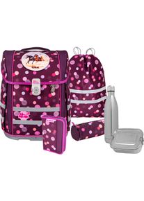 McNeill Kinder Schulranzen "Perfecto, Ruby", rot, Polyester, Rucksäcke, inkl. Federmäppchen, Turnbeutel, Schlamperrolle & Motivmagnet