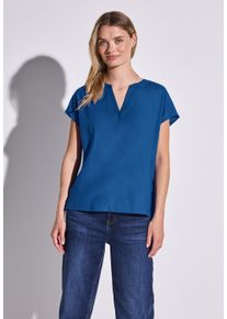 Street One Damen Hemdbluse, blau, casual, Gr. 44, unifarben, Stoff, 100% Viskose, Blusen, aus softer Viskose