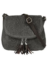 Samantha Look Damen Umhängetasche, grau, Leder, unifarben, leicht glänzend, Taschen, echt Leder, Made in Italy