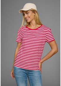 AJC Damen T-Shirt, bunt, casual, Gr. 36, gestreift, geringelt, Jersey, Obermaterial: 100% Baumwolle, Shirts, Kurzarm, taillierter Schnitt, gestreift,