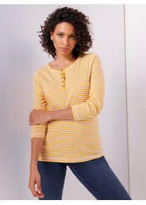 Damen T-Shirt "Pima-Baumwoll-Shirt", gelb, Gr. 40, CREATION L PREMIUM, gemustert, mehrfarbig, gestreift, 100% Baumwolle, Shirts