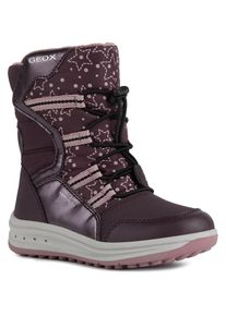 Geox Kinder Winterstiefel, Gr. 30, lila, Lederimitat, Nylon, casual, Schuhe, Snowboots, Klettstiefel mit hübschem Sternchenmuster