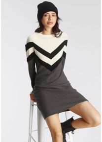 Tamaris Damen Strickkleid, schwarz-weiß, casual, Gr. 42, gestreift, Strick, Obermaterial: 50% Viskose, 28% Polyester, 22% Polyamid, Kleider, legerer