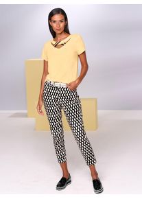 Heine Damen Webhose, schwarz, Gr. 38, gemustert, gepunktet, 97% Baumwolle, 3% Elasthan, Hosen