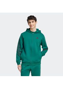 Herren Kapuzensweatshirt "M FI 3S FZ", grün, sportlich, Gr. S, adidas Sportswear, gestreift, Obermaterial: 64% Baumwolle, 36% Polyester, Sweatshirts