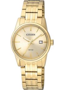 Citizen Damen Quarzuhr, gold, Armbanduhren, Armbanduhr, Damenuhr, Edelstahlarmband, Datum