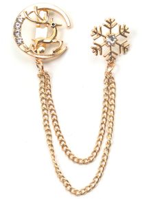 Firetti Damen Brosche "Schmuck Geschenk Ansteckschmuck Glieder Schneeflocke, Mond, Hirsch", gold, Metall, Broschen, mit Glasstein