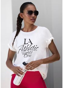 active by Lascana LASCANA ACTIVE Damen T-Shirt, weiß, sportlich, Gr. XS, unifarben, bedruckt, Sweatware, Obermaterial: 95% Baumwolle, 5% Elasthan, Shirts, im