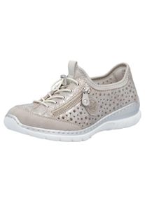 Rieker Damen Slip-On Sneaker, Gr. 36, beige, Lederimitat, Textil, metallic, sportlich, Schuhe, Schlupfschuh, Freizeitschuh, Halbschuh mit