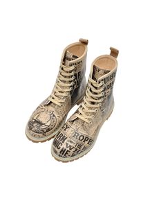 DOGO Damen Schnürboots "Boots Daily Prophet Harry Potter Damen Boots / Female", Gr. 42, schwarz-weiß, Lederimitat, Schuhe, Vegan