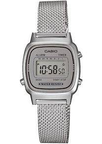CASIO VINTAGE Damen Chronograph, silber, Armbanduhren, Quarzuhr, Armbanduhr, Damenuhr, Digitaluhr, Edelstahlarmband, Datum