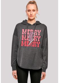 F4NT4STIC Damen Kapuzenpullover "Merry Weihnachten Print Leo Print", grau, casual, Gr. XL, Obermaterial: 100% Baumwolle, Pullover, Premium Qualität,