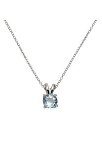 ZEEme Damen Kette mit Anhänger "Silber 925 rhodiniert 42+3cm mit Blautopas (beh.)", 42 + 3cm, Silber 925 (Sterlingsilber), L: 45cm B: 7.0mm, weiß,
