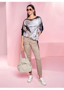 Heine Damen Rundhalsshirt "Shirt", beige, Gr. 34, geblümt, gemustert, mehrfarbig, bedruckt, 95% Viskose, 5% Elasthan, Shirts