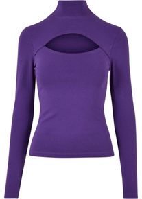 Urban Classics Damen Langarmshirt "Urban Classics Damen Ladies Cut-Out Turtleneck Longsleeve", lila, casual, Gr. 4XL, unifarben, 95% Baumwolle, 5%