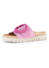 Gabor Damen Pantolette, Gr. 42, rosa, Ziegenveloursleder, modisch, Schuhe, Plateau, Sommerschuh, Schlappen mit Zierperlen an der Zierschnalle