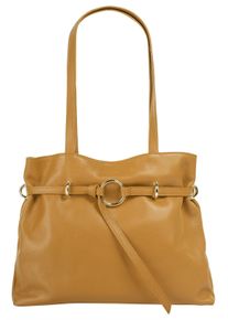 Samantha Look Damen Henkeltasche, gelb, Leder, unifarben, leicht glänzend, Taschen, echt Leder, Made in Italy