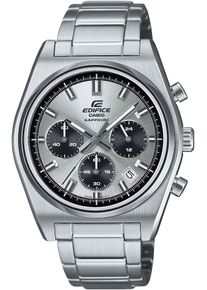 CASIO EDIFICE Herren Chronograph, silber, Armbanduhren, Quarzuhr, Armbanduhr, Herrenuhr,Edelstahlband,Saphirglas,Stoppfunktion