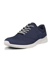 Ecco Herren Sneaker "IRVING", Gr. 46, blau, Nubukleder, Textil, sportlich, Schuhe, mit weißer Laufsohle, Freizeitschuh, Halbschuh, Schnürschuh