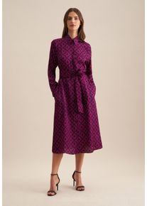 Seidensticker Damen Sommerkleid "Schwarze Rose", pink, Gr. 42, bedruckt, 100% Viskose, Kleider, Langarm Kragen Druck