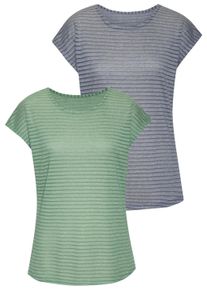 Vivance Damen Kurzarmshirt "mit Streifenoptik", bunt, modisch, Gr. 36, gestreift, Stoff, Obermaterial: 61% Polyester, 39% Viskose, Shirts, aus