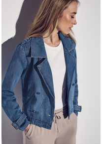 Street One Damen Jeansblazer, blau, casual, Gr. 38, unifarben, Denim/Jeans, Obermaterial: 100% Baumwolle, Blazer, im Trenchcoat Look