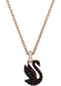 Swarovski Damen Kette mit Anhänger "Swarovski Iconic Swan, Schwan, Klein, 5678046", Metall, L: 49cm, schwarz, Metall, Halsketten, mit Emaille - mit