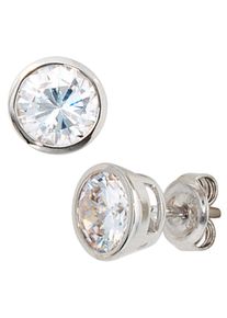 Jobo Damen Paar Ohrstecker, Silber 925 (Sterlingsilber), silber, Silber 925 (Sterlingsilber), Ohrringe, rund 925 Silber mit Zirkonia