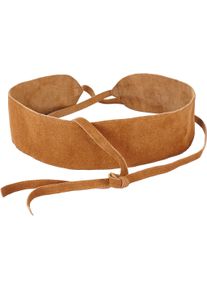 Lascana Damen Taillengürtel "Bindegürtel", braun, modisch, Gr. M, unifarben, aufgeraut, Leder, Gürtel, Ledergürtel, Shapingeffekt, für Kleid &