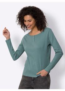 Heine Damen Langarmshirt "Shirt", grün, Gr. 40, unifarben, 95% Baumwolle, 5% Elasthan, Shirts