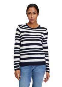 Betty Barclay Damen Strickpullover "Betty Barclay Basic-Strickpullover mit Streifen", blau, casual, Gr. 46, Strick, Obermaterial: 50% Baumwolle, 50%