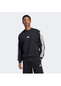 Herren Sweatshirt "M 3S FL SWT", schwarz-weiß, sportlich, Gr. S, adidas Sportswear, Obermaterial: 55% Baumwolle, 36% Polyester, 9% Viskose,