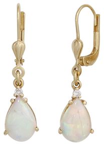 Jobo Damen Paar Ohrhänger, SI = kleine Einschlüsse, Gelbgold 585-Diamanten, gelb, Gelbgold 585, Diamanten, Ohrringe, Tropfen 585 Gold mit 2 Diamanten