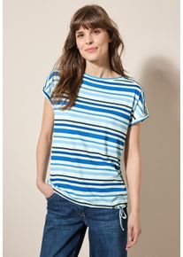 Cecil Damen Print-Shirt, blau, casual, Gr. XL, gestreift, bedruckt, Web, Stoff, 50% Baumwolle, 50% Modal, Shirts, mit Rundhalsausschnitt