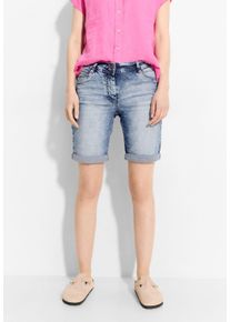 Cecil Damen Shorts "Style Scarlett", blau, casual, Gr. 33, unifarben, Denim/Jeans, Obermaterial: 78% Baumwolle, 20% Polyester, 2% Elasthan, Hosen,