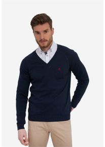 Herren Strickpullover "Svend", blau, casual, Gr. L, SIR RAYMOND TAILOR, unifarben, 100% Baumwolle, Pullover, mit angesagtem V-Kragen