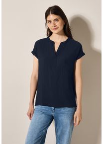 Cecil Damen Kurzarmbluse, blau, casual, Gr. XL, Strukturmuster, Stoff, 70% Viskose, 30% Polyamid, Blusen, aus softer Viskose