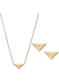Emporio Armani Damen Ohrring und Ketten Set "Schmuckset Mulitpack Schmuck Geschenk Dreieck, EGS3121SET, EGS3160SET", gelb, Edelstahl, Schmuck-Sets